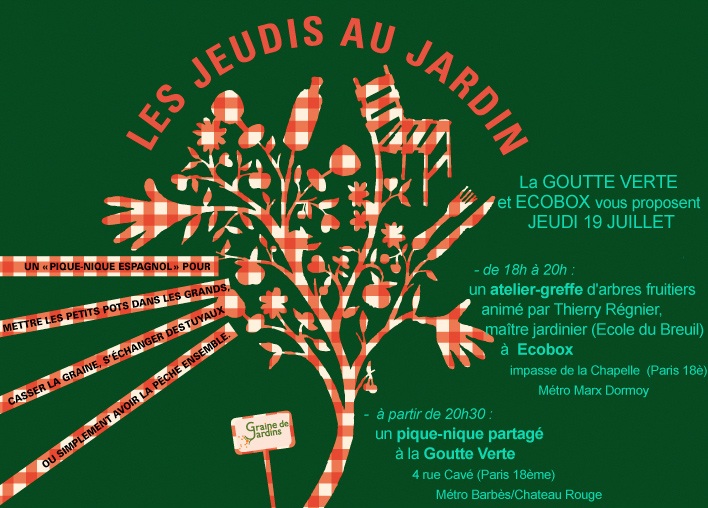 Atelier-greffe à Ecobox et ronde des pique-niques à La Goutte Verte