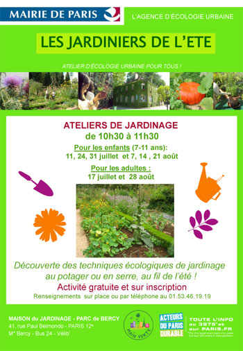 Ateliers d’été de la Maison du jardinage