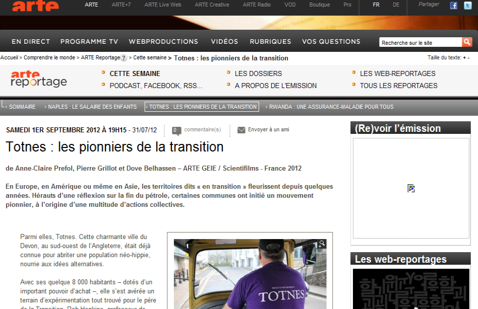 La transition sur Arte