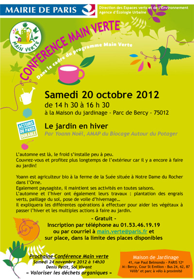Conférence Main verte : le jardin en hiver