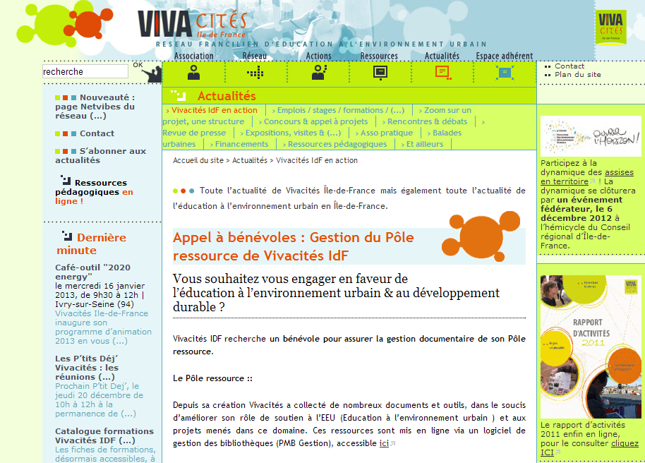 Appel à bénévoles : Gestion du Pôle ressource de Vivacités IdF