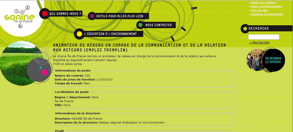 Offre d’emploi – Animateur de réseau en charge de la communication et de la relation aux acteurs