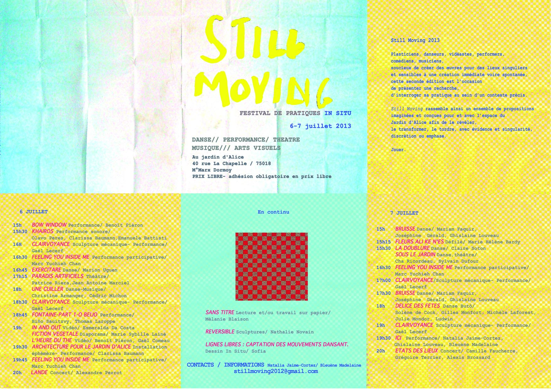 STILL MOVING 2013 au jardin d’Alice