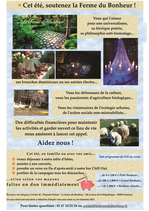 Cet été soutenez la ferme du bonheur !