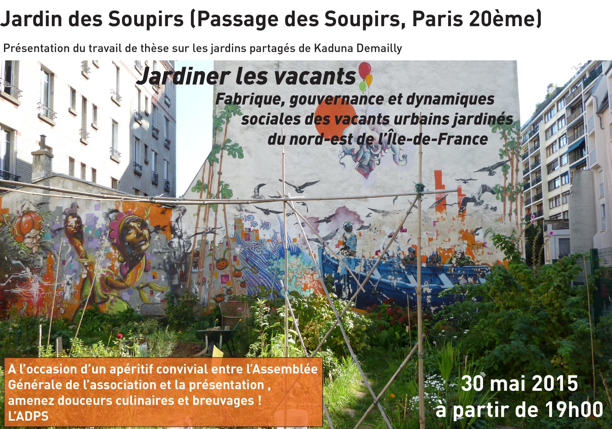 Présentation de thèse sur les jardins partagés au Jardin des Soupirs